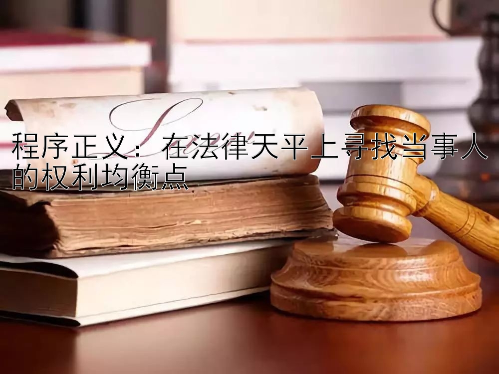 程序正义：在法律天平上寻找当事人的权利均衡点