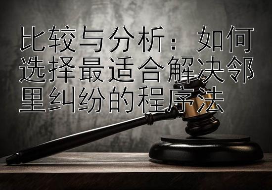 比较与分析：如何选择最适合解决邻里纠纷的程序法