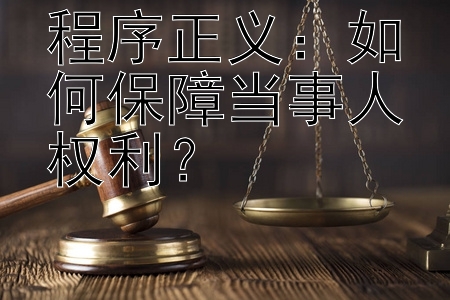 程序正义：如何保障当事人权利？