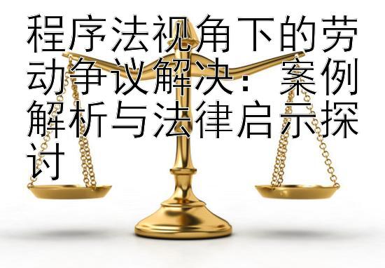 程序法视角下的劳动争议解决：案例解析与法律启示探讨