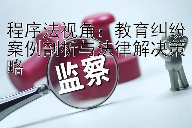 程序法视角：教育纠纷案例剖析与法律解决策略