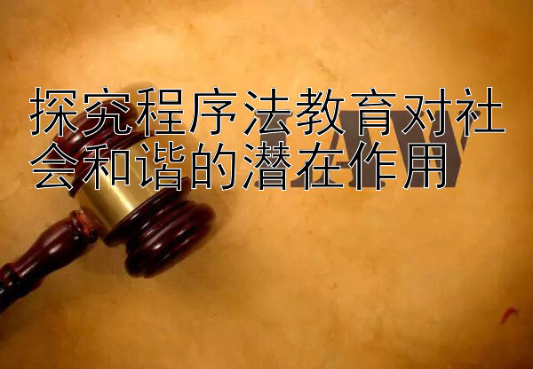 探究程序法教育对社会和谐的潜在作用