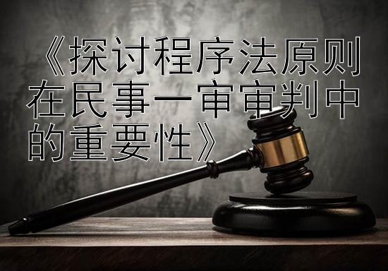 《探讨程序法原则在民事一审审判中的重要性》