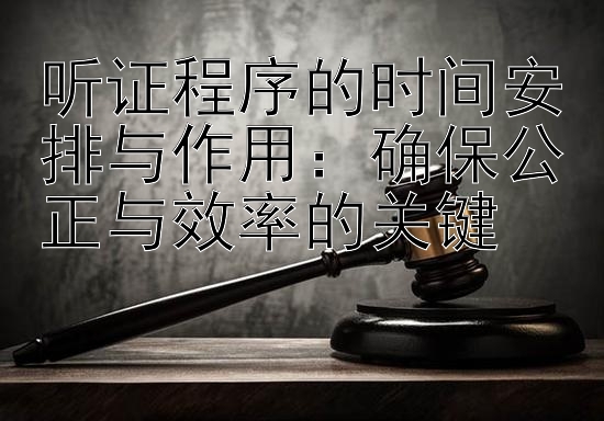 听证程序的时间安排与作用：确保公正与效率的关键