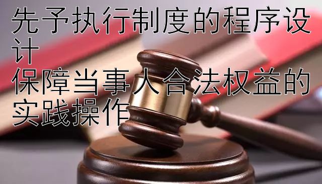 先予执行制度的程序设计  
保障当事人合法权益的实践操作